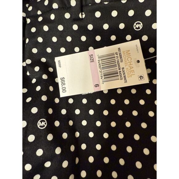 NWT Michael Kors size 6 black and white polka dot chino shorts women's - Picture 8 of 8